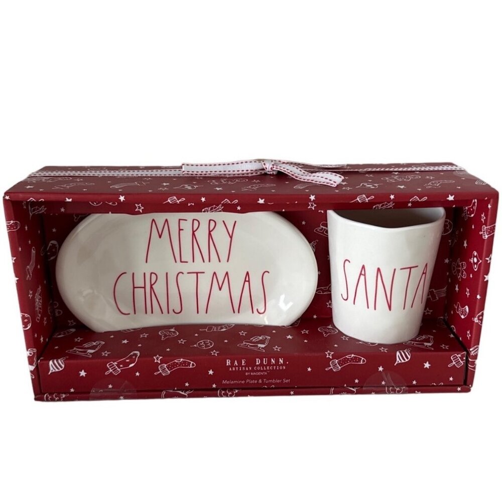 Rae Dunn Merry Christmas Plate Santa Cup Melamine Set Christmas Kitchen Decor Gi